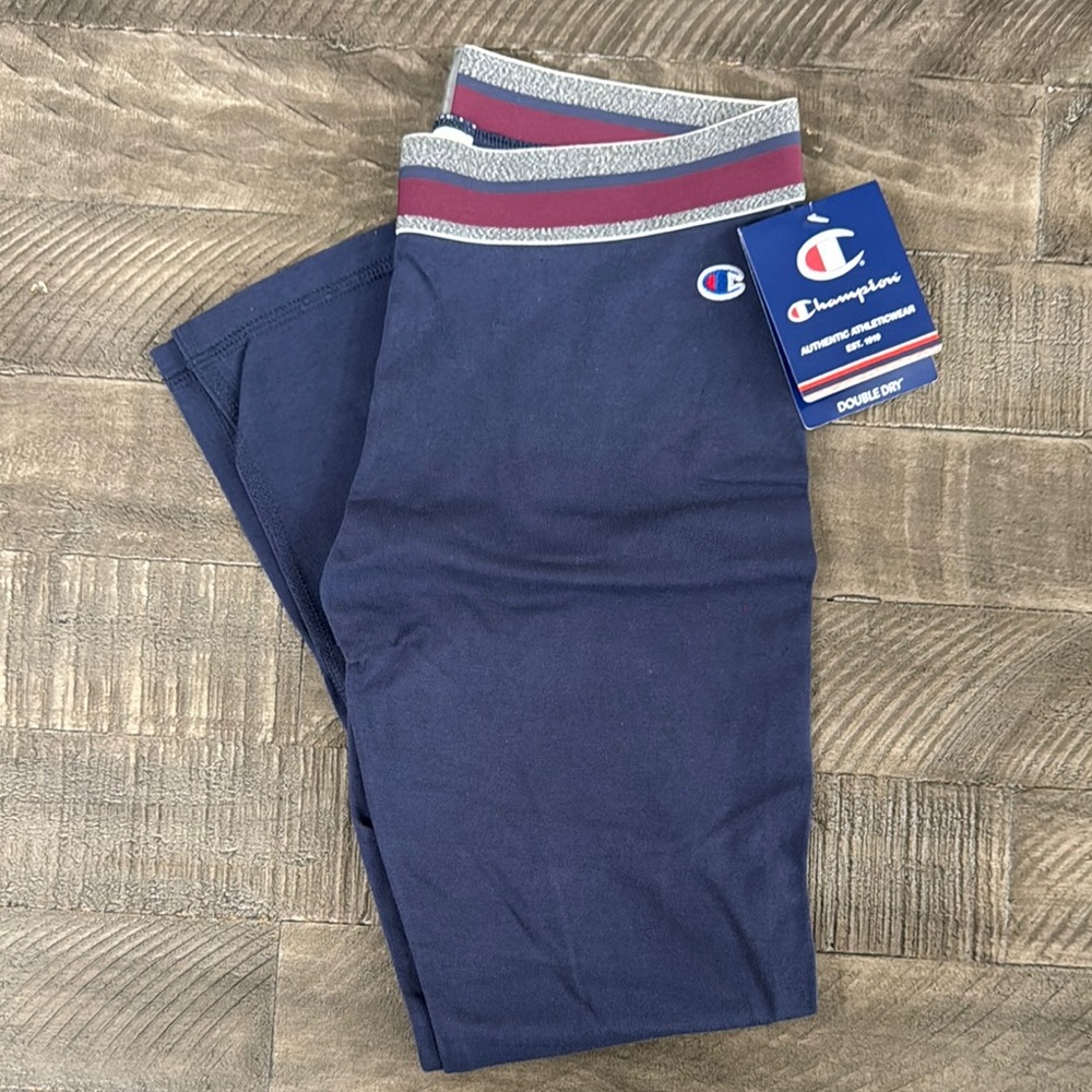 Champion Blue Capri Leggings with Striped Waistband